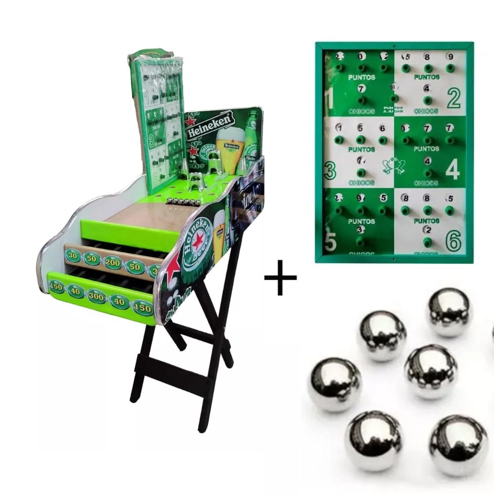 Juego de Bolirana Saloma Pequeña Portatil Con Base Plegable Sapos brillados Tapizada en Caucho Ploter