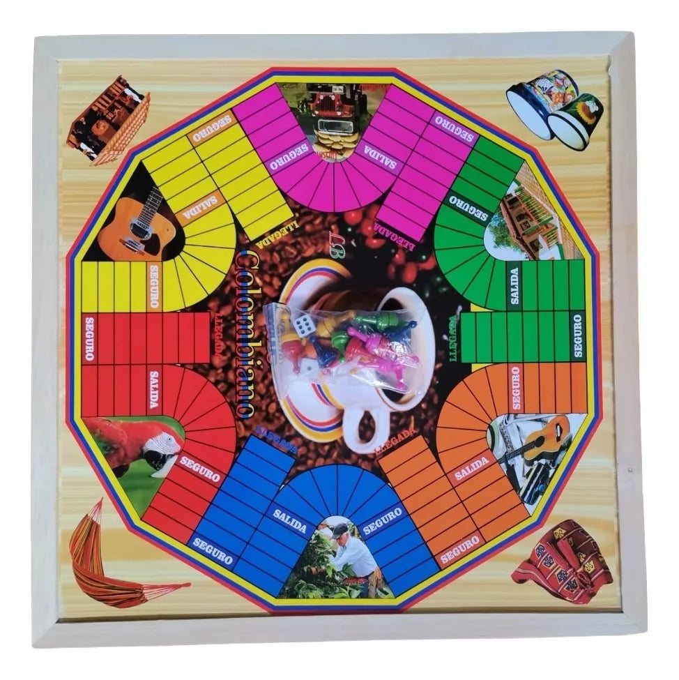 Juego de Parques Magnetico  6 Puestos Tablero Madera  + Tiro Al Blanco