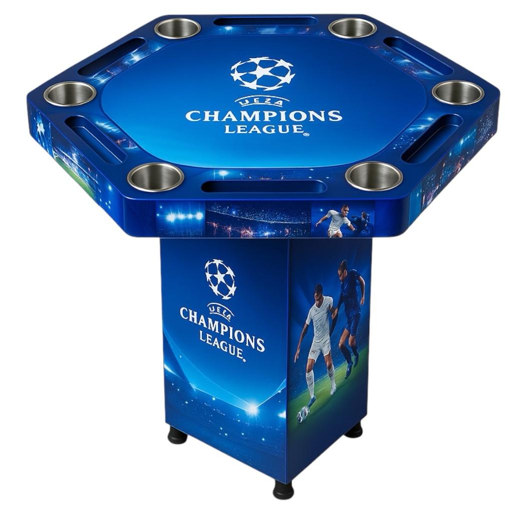 Mesa de Poker Hexagonal Champions League en Madera Vinilo