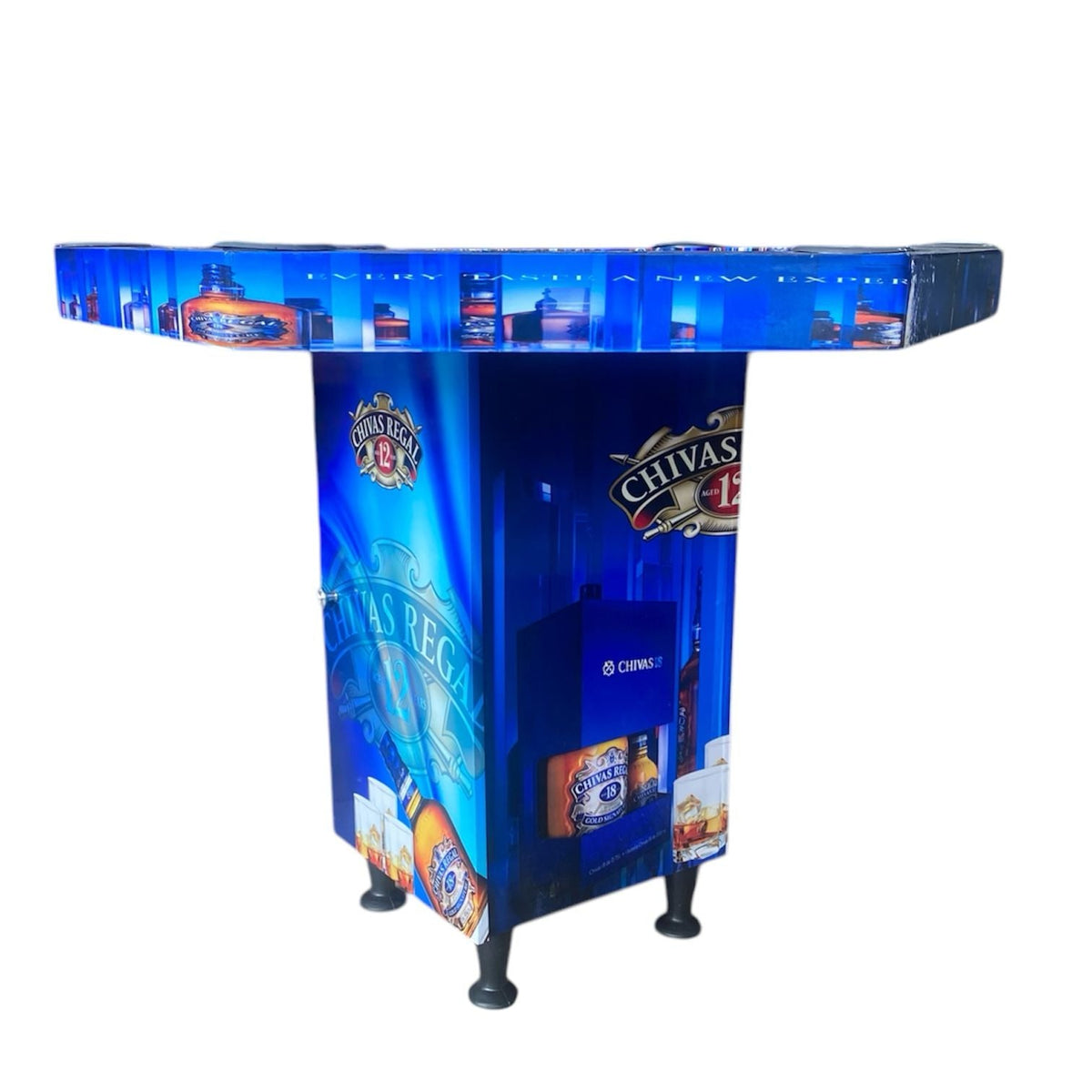 Mesa de Poker Hexagonal Chivas Regal en Madera Vinilo 