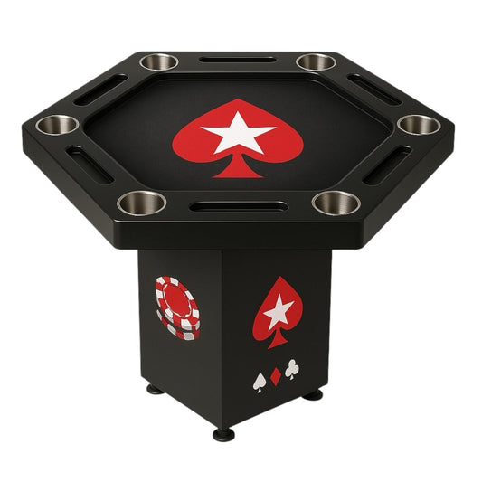 Mesa de Poker Hexagonal Estilo PokerStars en Madera y Vinilo Laminado