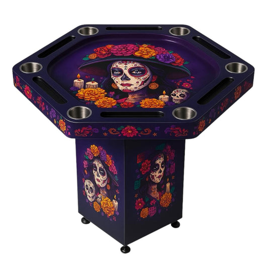Mesa de Poker Hexagonal La Catrina en Madera Vinilo Laminado