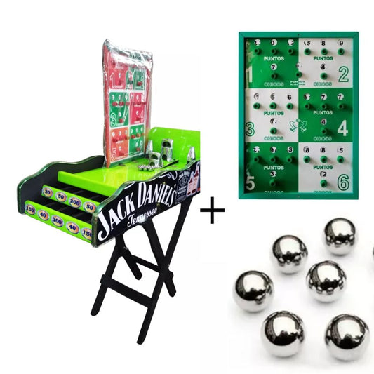 Juego de Bolirana Saloma Mediana Portatil Con Base Plegable Sapos brillados Tapizada en Caucho Ploter