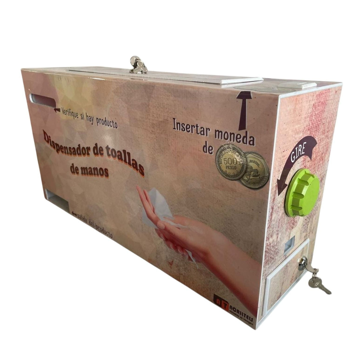 Dispensador de Toallas de Manos por Monedas | Sistema Manual con Llave | Ideal para Baños Públicos