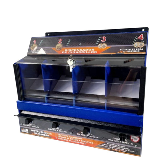 Dispensador de Cigarrillos por Monedas | 4 Compartimentos | Automático con Llave de Seguridad