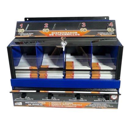 Dispensador de Cigarrillos por Monedas | 4 Compartimentos | Automático con Llave de Seguridad