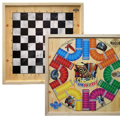 Parques Magnético Doble Cara 6 Puestos Y Ajedrez