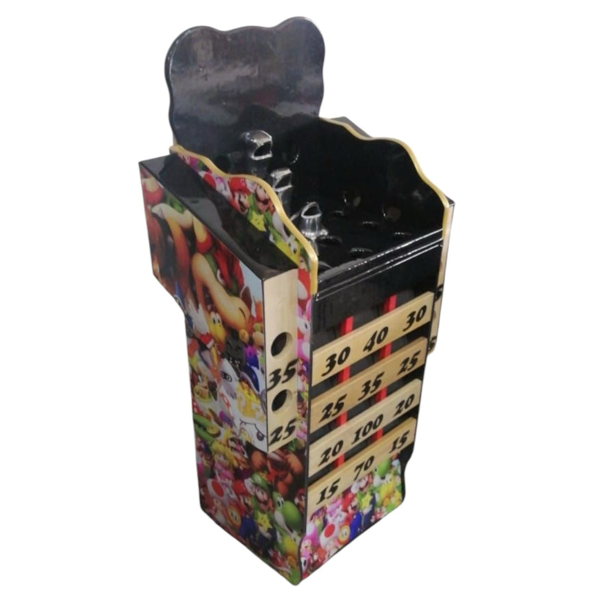 Juego de Rana con Brazos Ploter Mario Bros tapizada en caucho, Tablero + 7 Argollas